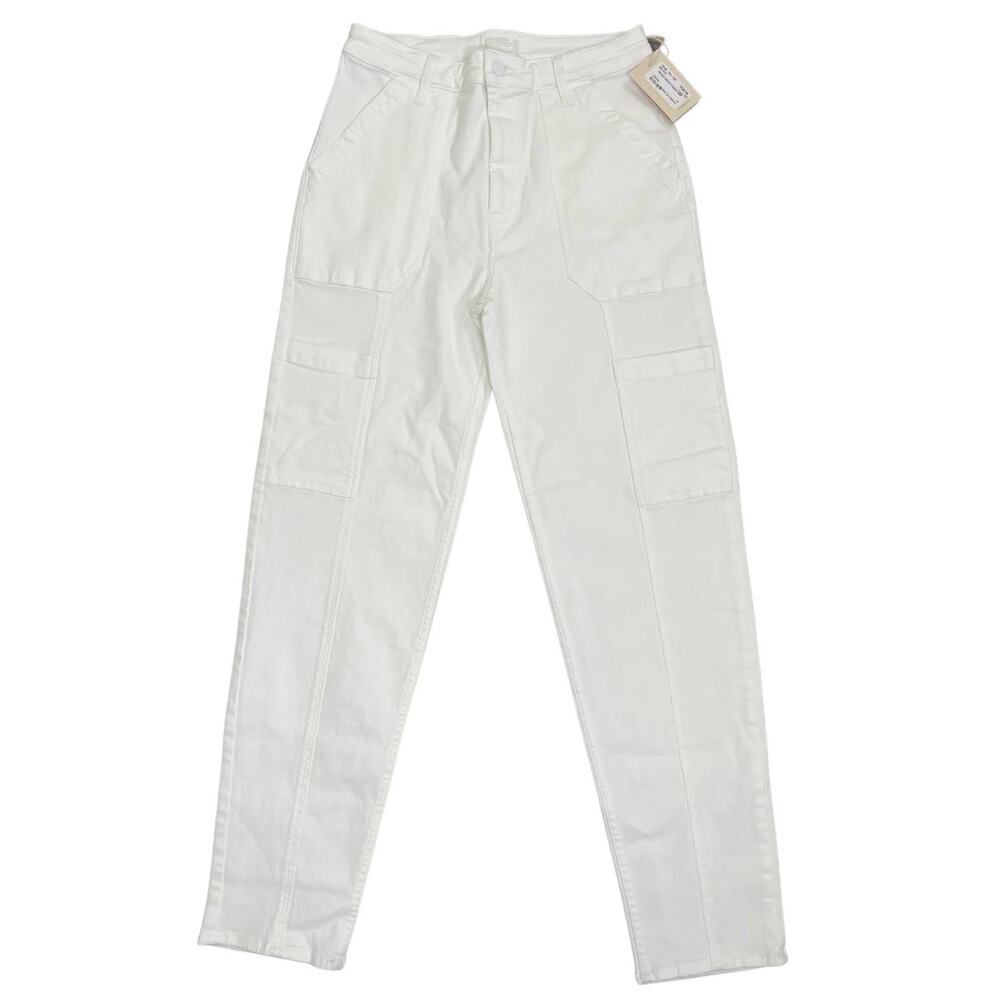 MOTHER Private Double Pocket‎ Skimp Jeans in White Size 29 Cargo Zip Fly Stretch